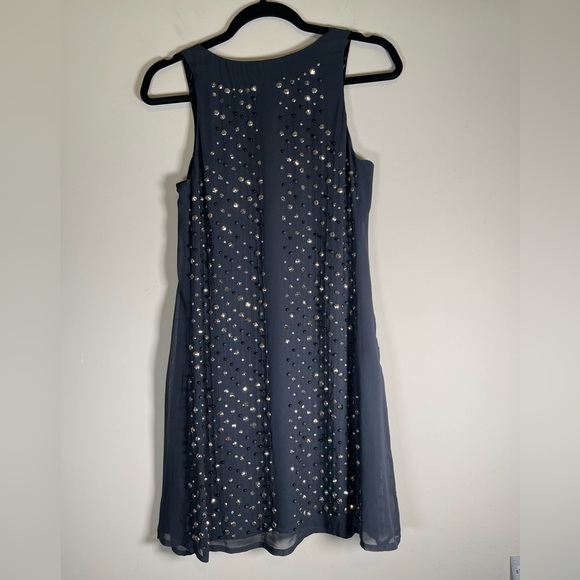 FRENCH CONNECTION Dress Navy Blue Studded Rockstud V Neck Sleeveless Shift boho - Picture 11 of 16